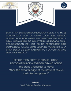 Lee más sobre el artículo Reconocimiento de la UGLE